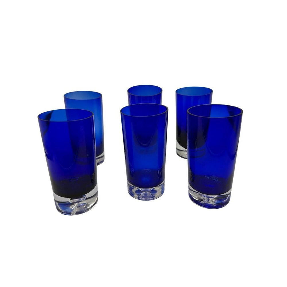 Vintage Block Stockholm Cobalt Blue Crystal Highball Glasses Set Of 6